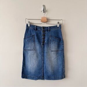 ANTHROPOLOGIE-PILCRO & Letterpress Double Pocket Denim Skirt (Size:0)